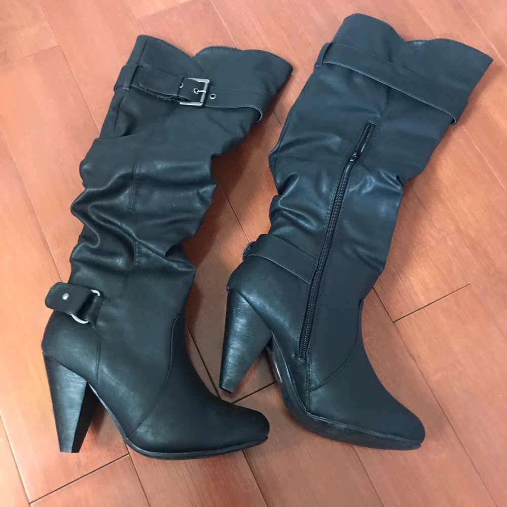 Wild diva heeled black boots